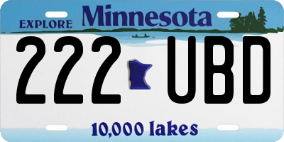 MN license plate 222UBD