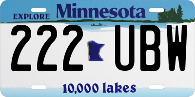 MN license plate 222UBW