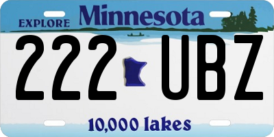 MN license plate 222UBZ