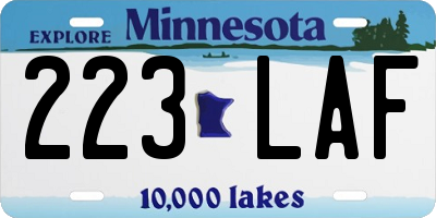 MN license plate 223LAF