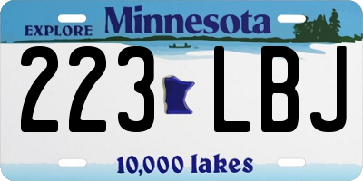 MN license plate 223LBJ