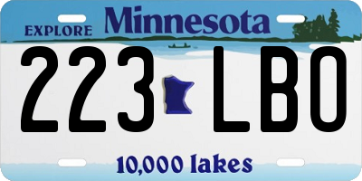 MN license plate 223LBO