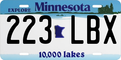 MN license plate 223LBX