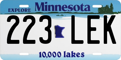 MN license plate 223LEK
