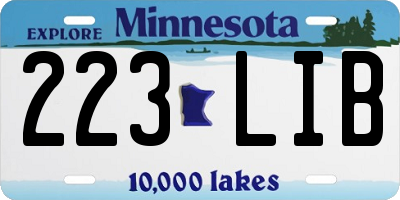 MN license plate 223LIB