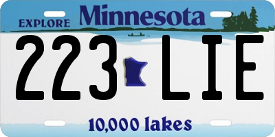 MN license plate 223LIE