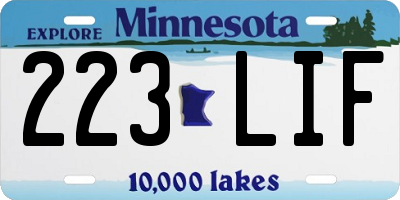 MN license plate 223LIF