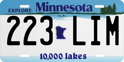 MN license plate 223LIM