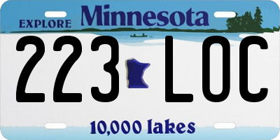 MN license plate 223LOC