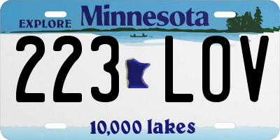 MN license plate 223LOV