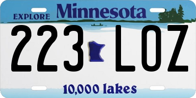 MN license plate 223LOZ