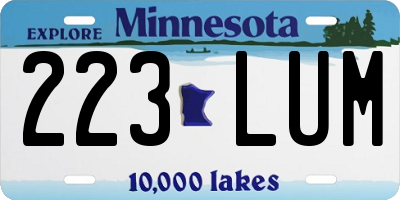 MN license plate 223LUM