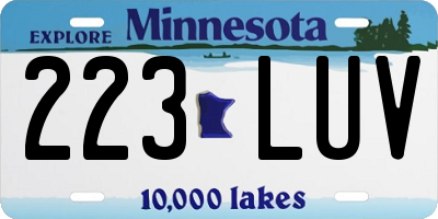 MN license plate 223LUV