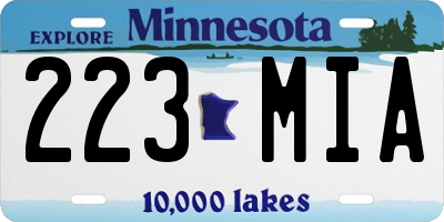 MN license plate 223MIA