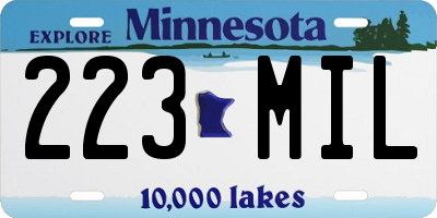 MN license plate 223MIL