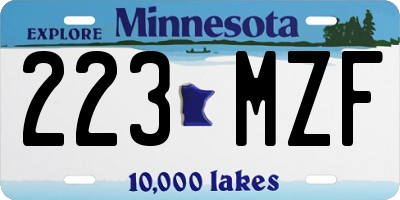 MN license plate 223MZF