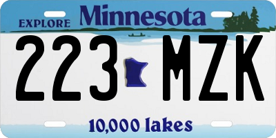 MN license plate 223MZK