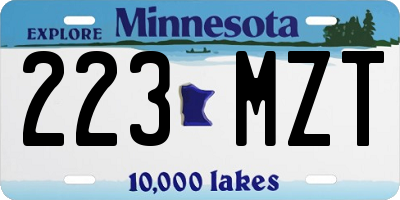 MN license plate 223MZT