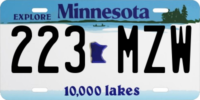 MN license plate 223MZW