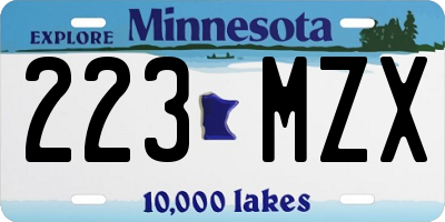 MN license plate 223MZX
