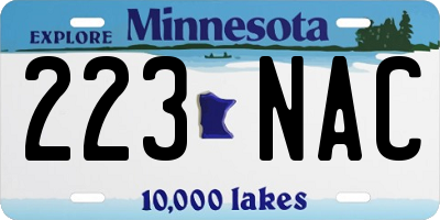 MN license plate 223NAC