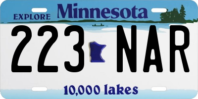 MN license plate 223NAR