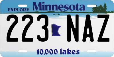 MN license plate 223NAZ
