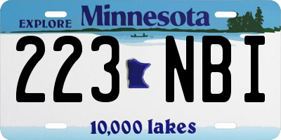 MN license plate 223NBI