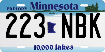MN license plate 223NBK