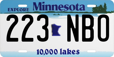 MN license plate 223NBO