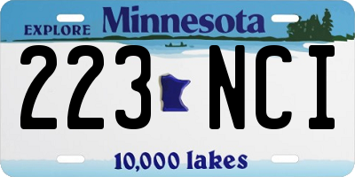 MN license plate 223NCI