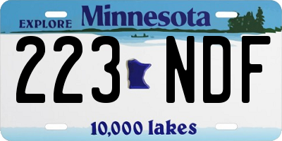 MN license plate 223NDF
