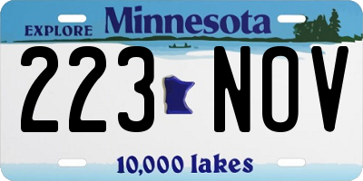 MN license plate 223NOV