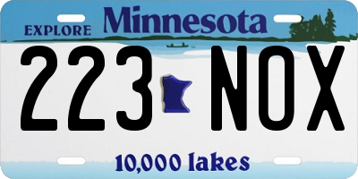 MN license plate 223NOX
