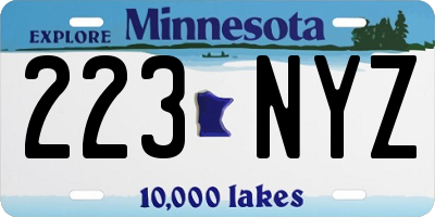 MN license plate 223NYZ