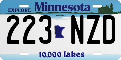 MN license plate 223NZD
