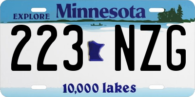 MN license plate 223NZG