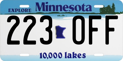 MN license plate 223OFF
