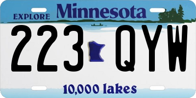 MN license plate 223QYW