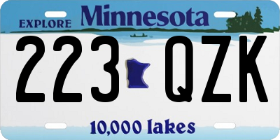 MN license plate 223QZK