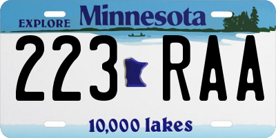 MN license plate 223RAA