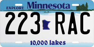 MN license plate 223RAC