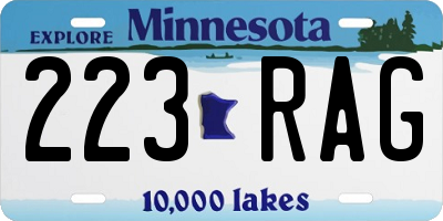 MN license plate 223RAG