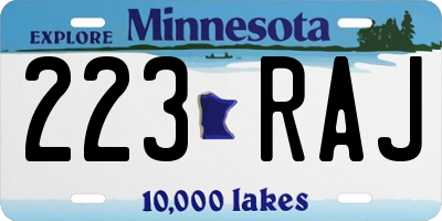 MN license plate 223RAJ