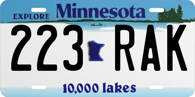 MN license plate 223RAK