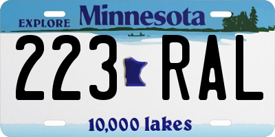 MN license plate 223RAL