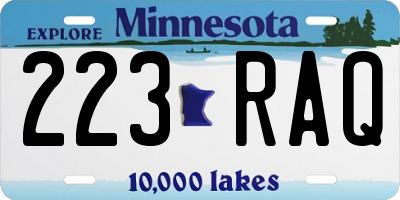 MN license plate 223RAQ