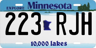 MN license plate 223RJH