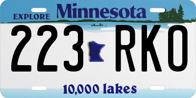 MN license plate 223RKO