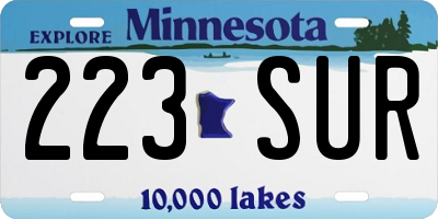 MN license plate 223SUR